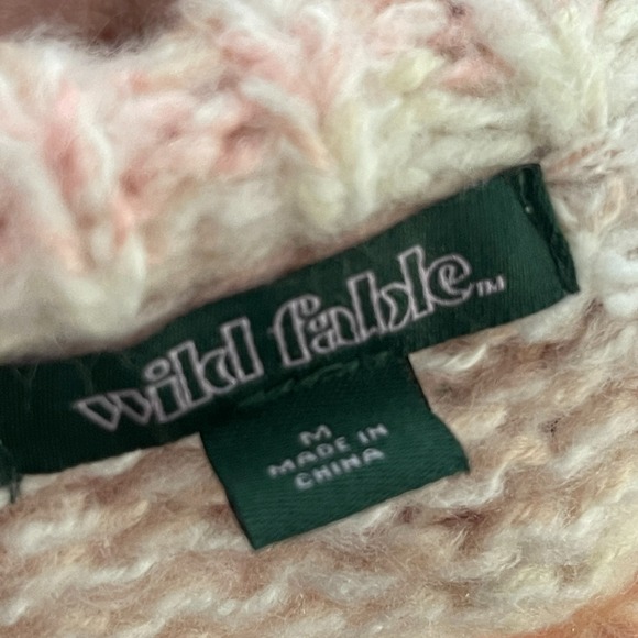 Womens M Fuzzy Knit Sweater Pastel Pink Beige Mohair Blend Pullover Cozycore Y2K - Picture 6 of 14